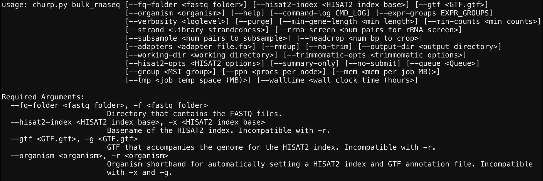 CHURP bulk_rnaseq help