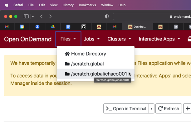 ondemand files tab